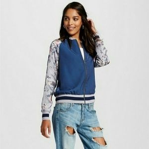 NWOT 🆕 XHILARATION Floral/Navy Bomber Jacket 🆕